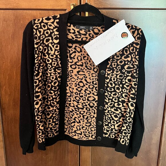 Obey leopard print cardigan Medium - Picture 1 of 1